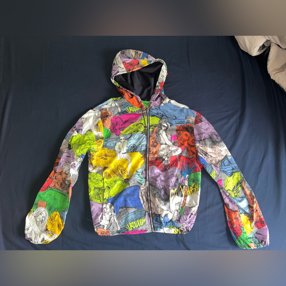 Versace Comic Crash Jacket Hoodie Cartoon Zip Up Windbreaker Size s 46 Mens